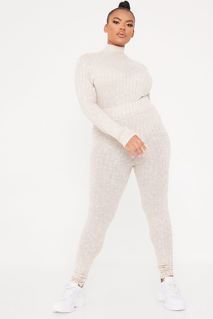 Stone Plus Marl Rib Leggings