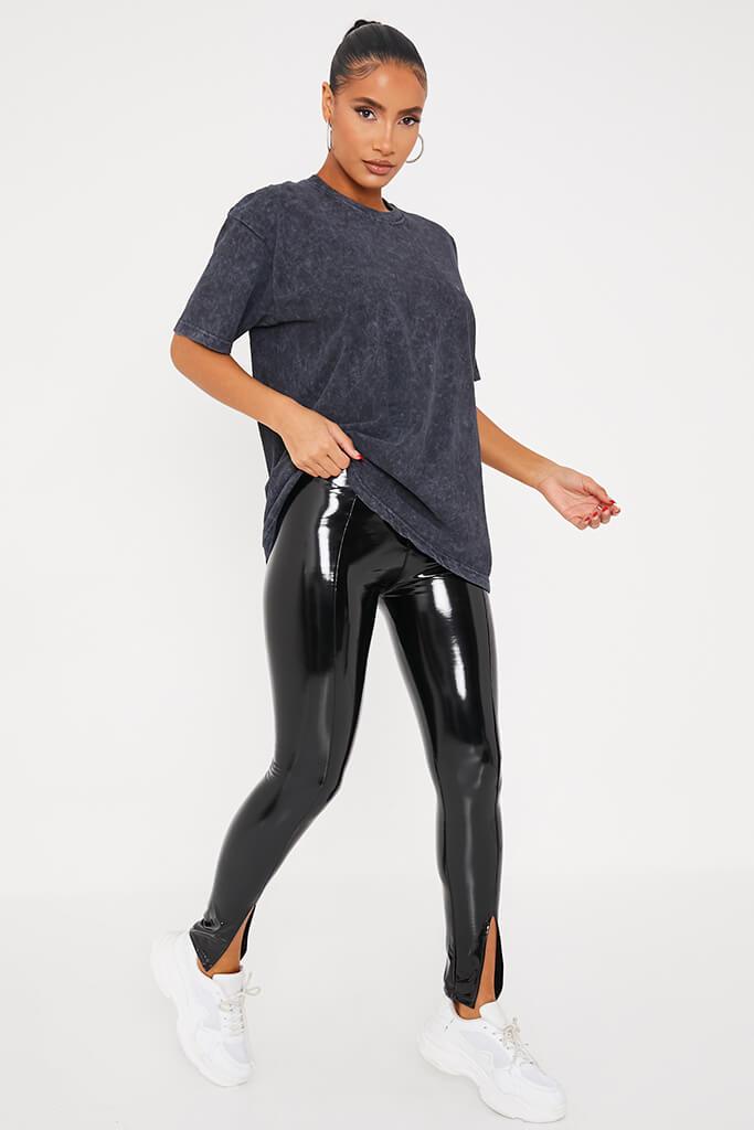 Black Vinyl Split Legging