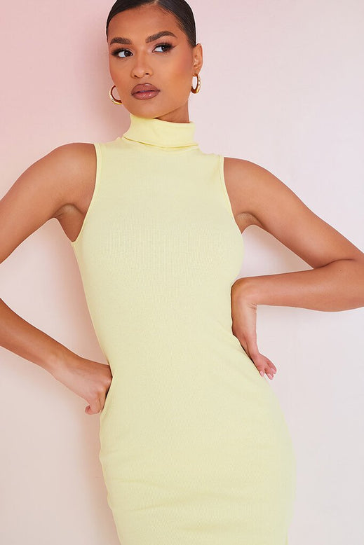 yellow polo neck dress