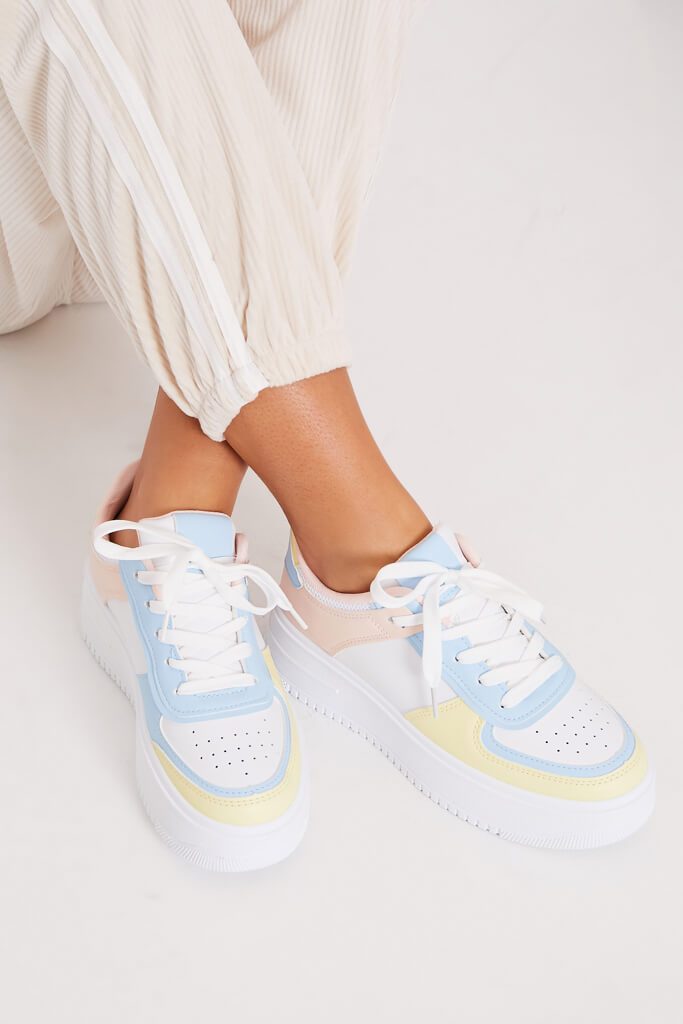 Blue Colour Block Flatform Trainer