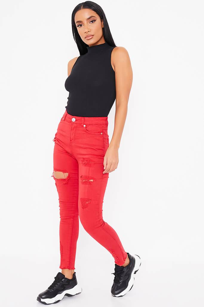 red skinny jean