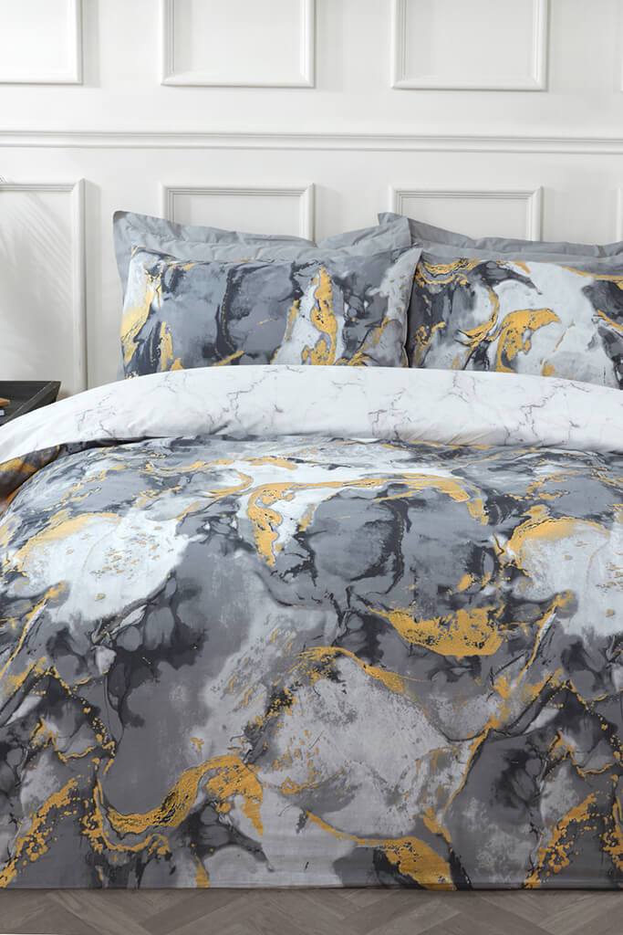 Charcoal King Metallic Marble Duvet Set I Saw It First