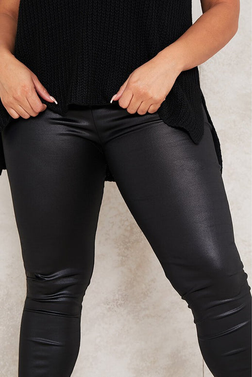 Black Plus Wet Look Leggings | Trousers Trousers | I SAW IT FIRST
