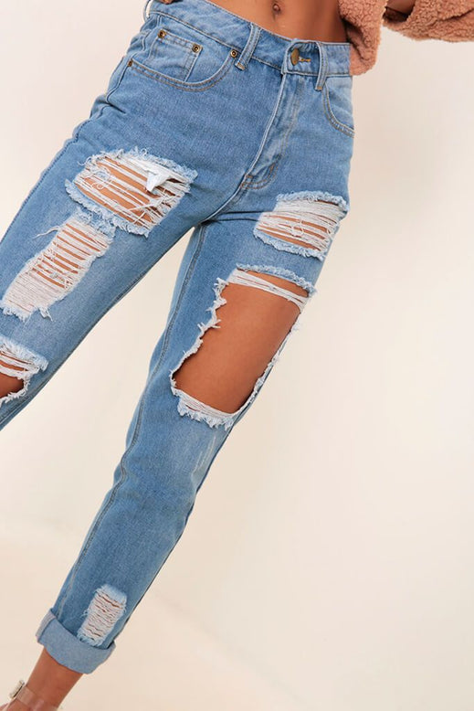 Light Wash Ripped Mom Jeans | Denim | Jeans | I SAW IT FIRST