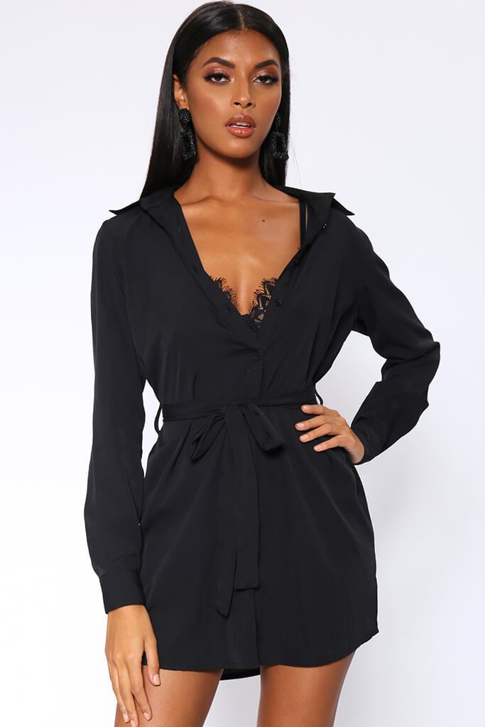 tie waist black dress