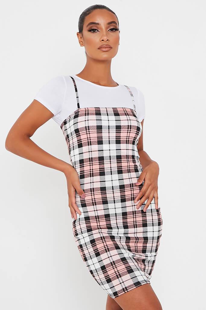 pink plaid bodycon dress