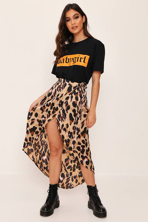 leopard print wrap skirt midi