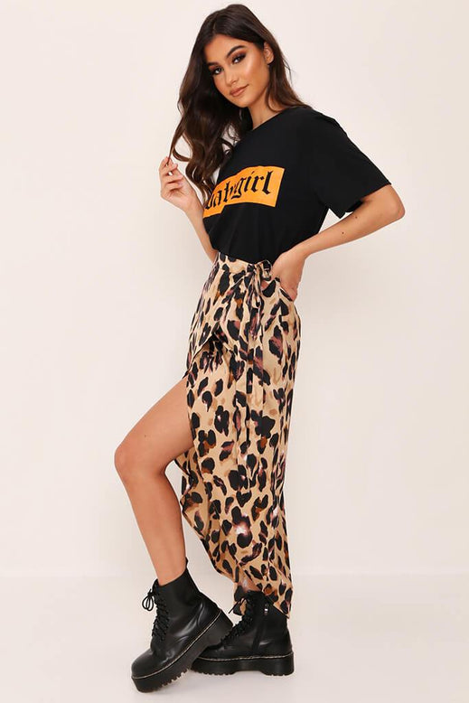 leopard wrap skirt xs