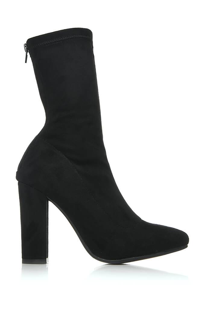 Black Suede Zip Back Sock Boots With 