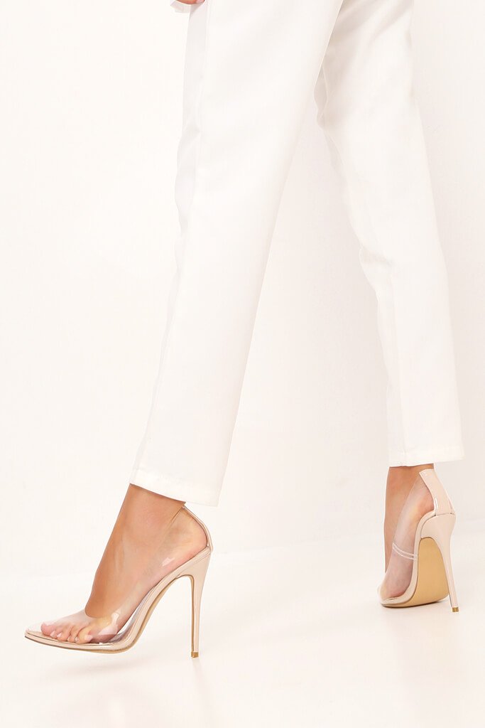 Nude Perspex Pointed Toe Heels 