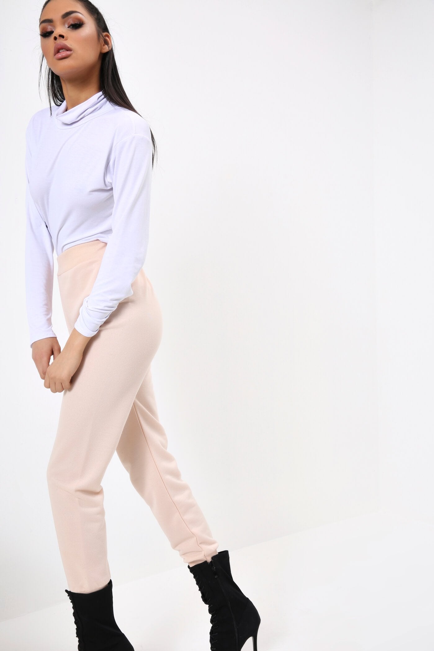 Nude High Waist Joggers | Trousers | Joggers | I SAW IT FIRST
