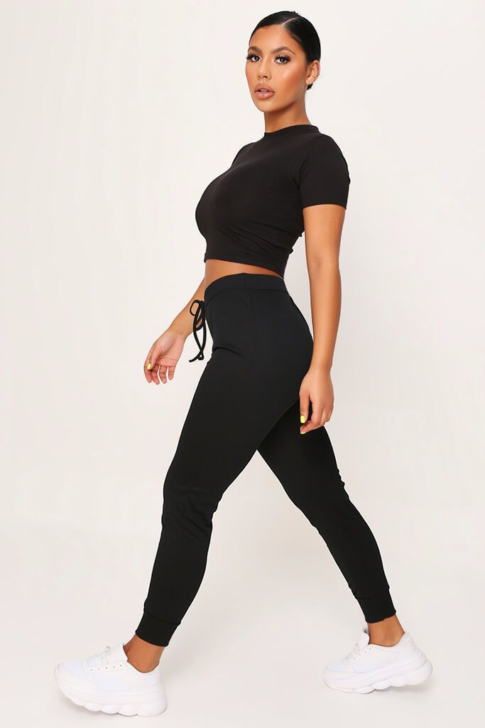 Black Ribbed Joggers | Trousers | Joggers | I SAW IT FIRST