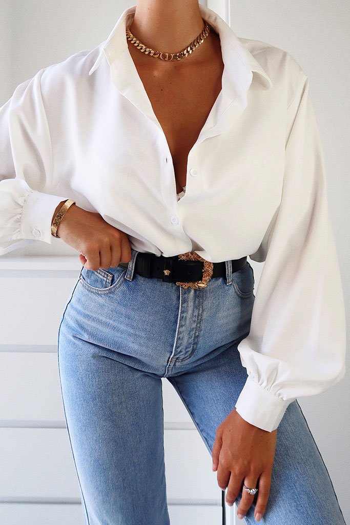 White Balloon Sleeve Button Front Shirt | Tops | Shirt | I SAW IT FIRST