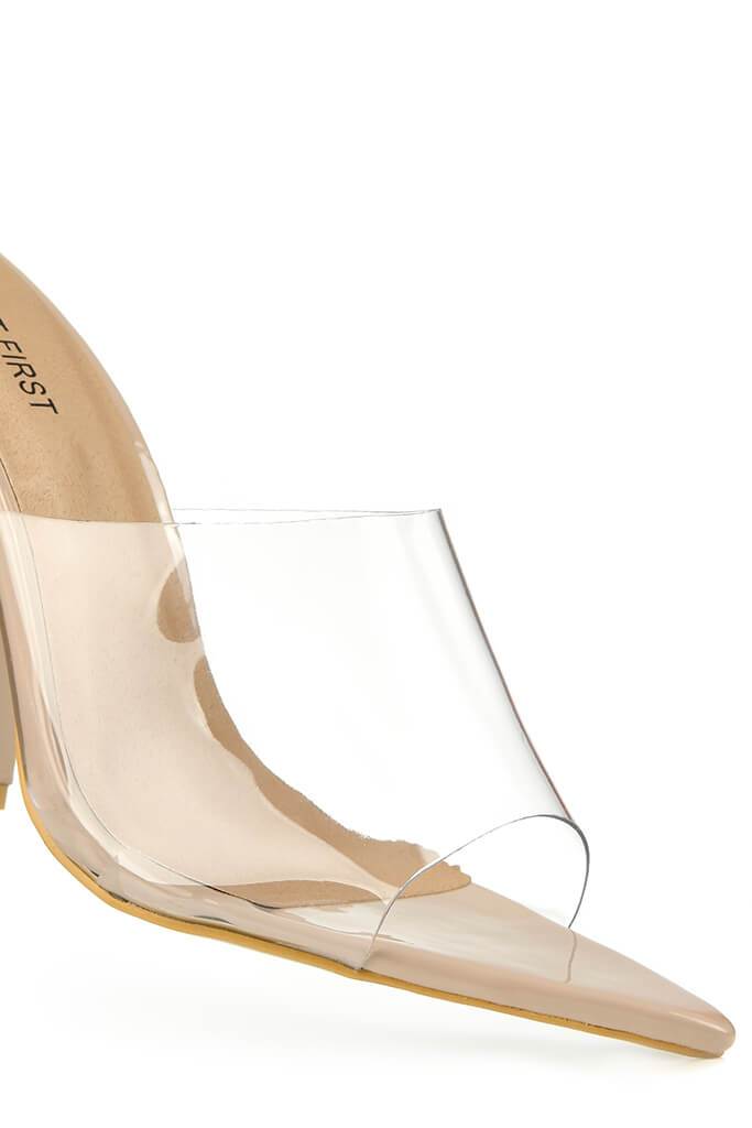 perspex mules block heel