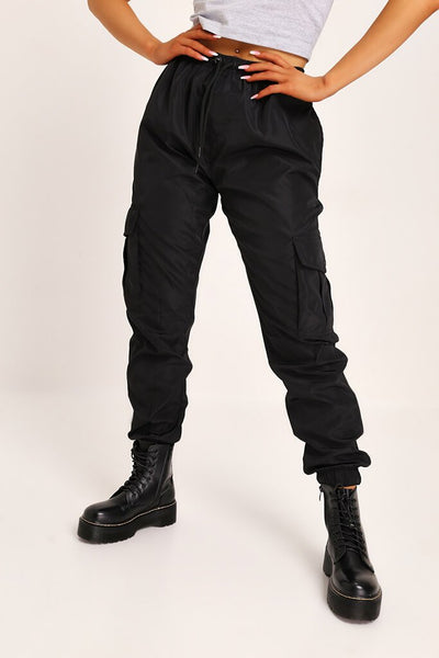 Black Cuffed Cargo Trousers | Trousers | I SAW IT FIRST