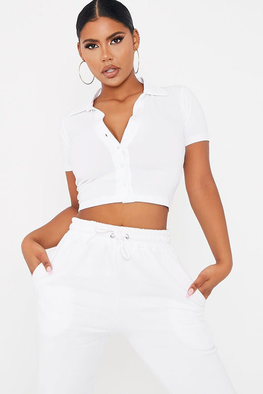 white crop top polo