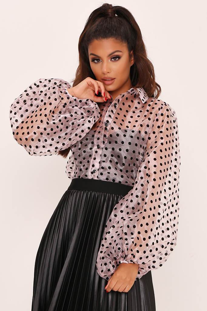 puff sleeve polka dot top