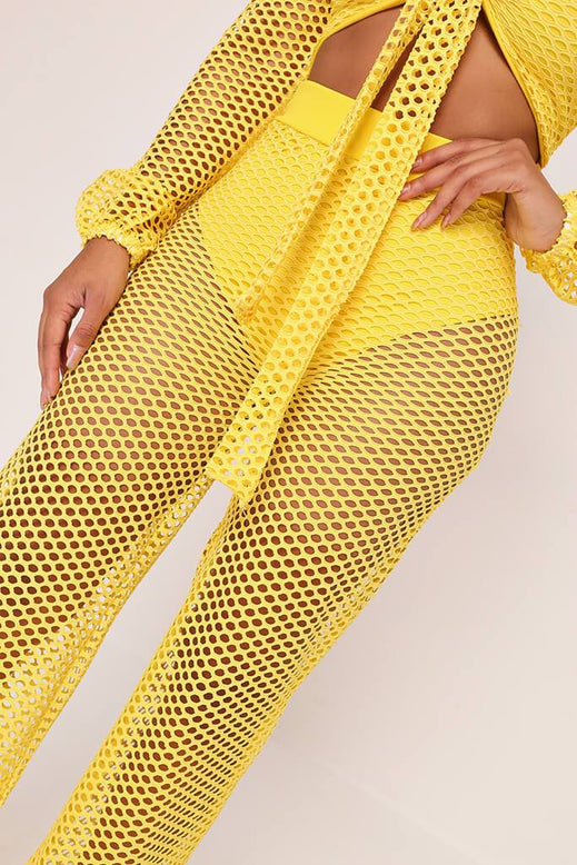 Yellow Crochet Wide Leg Trousers