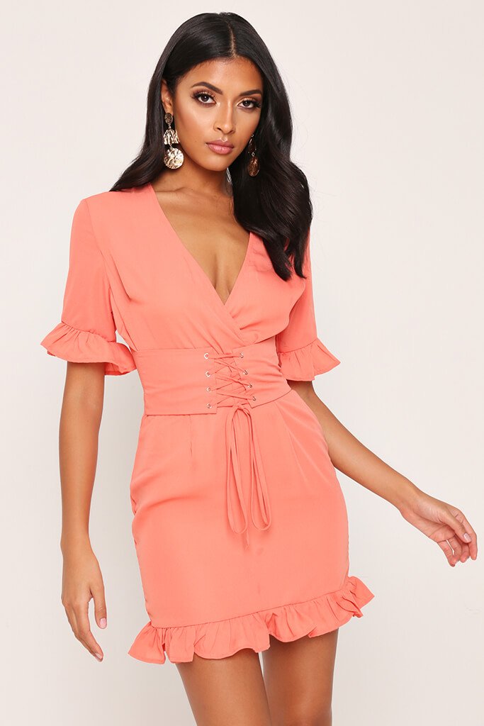 coral tea dress