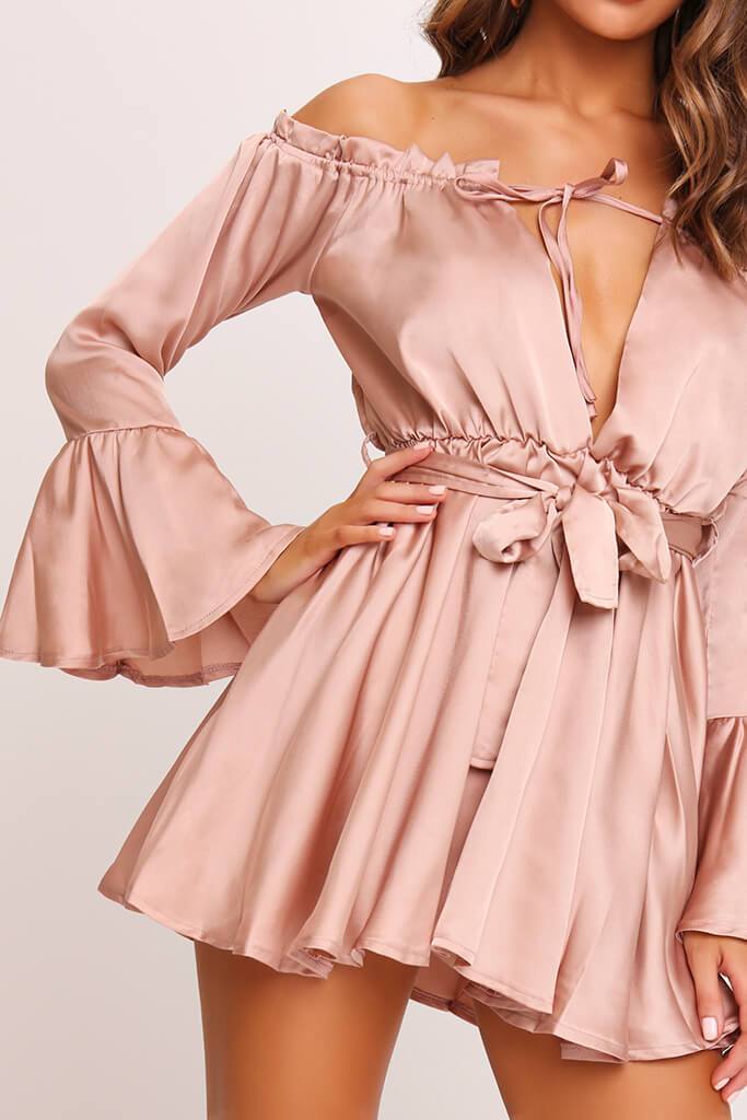 satin bardot dress