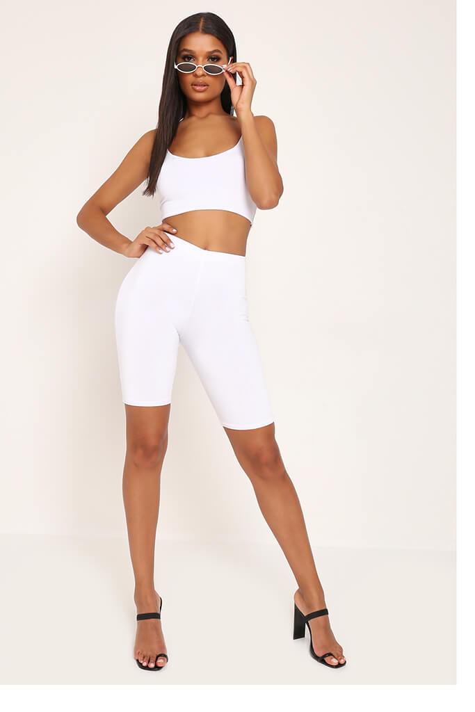 white slinky cycling shorts