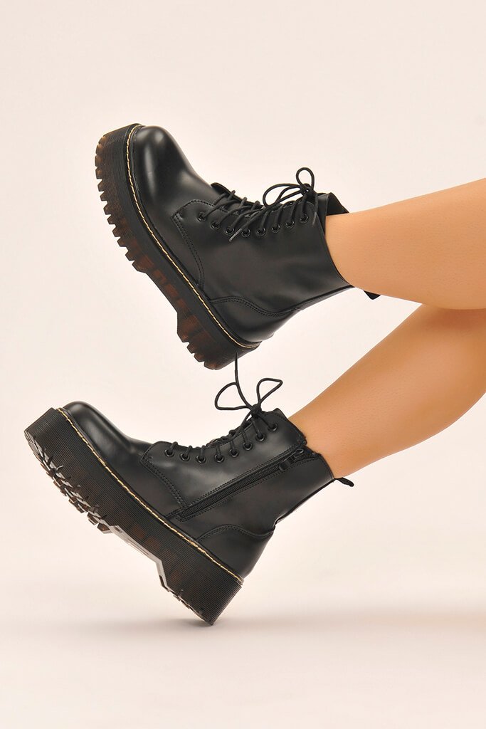 military style lace up boots