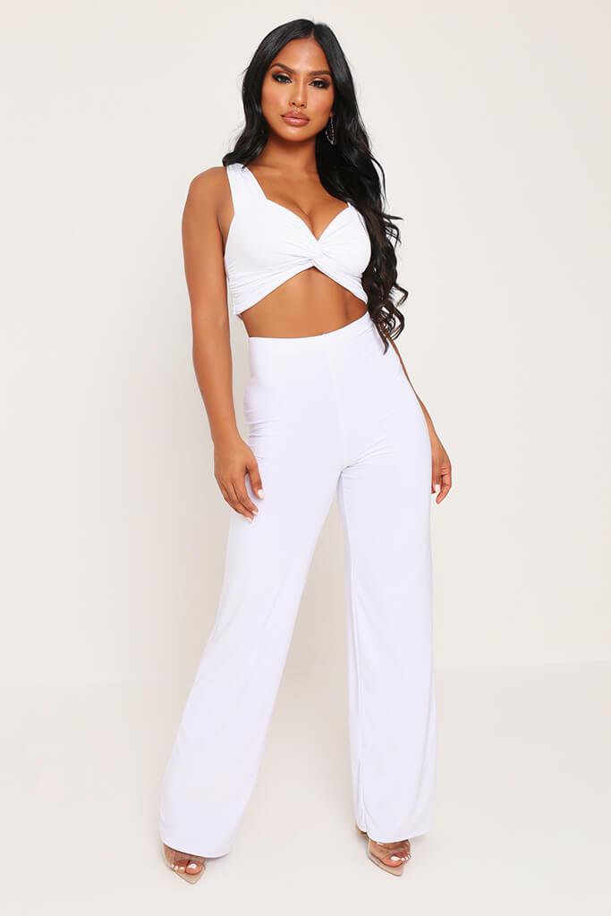 white wide leg trousers