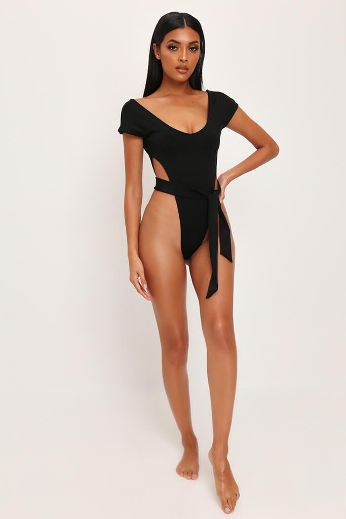 black high leg swimsuit