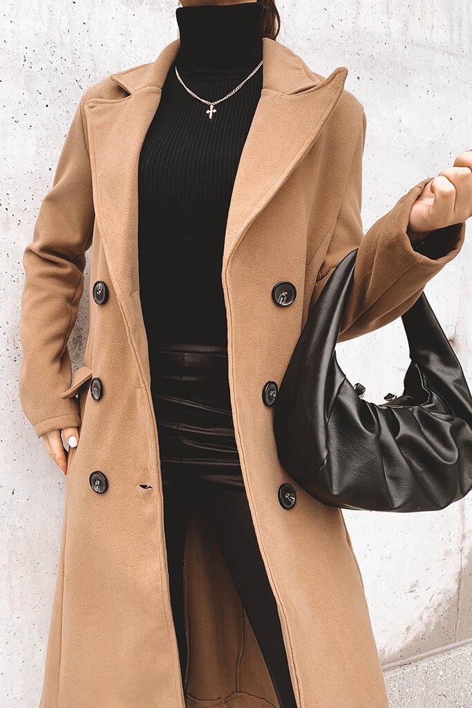 Camel Double Breasted Classic Coat | Coats & jackets ...