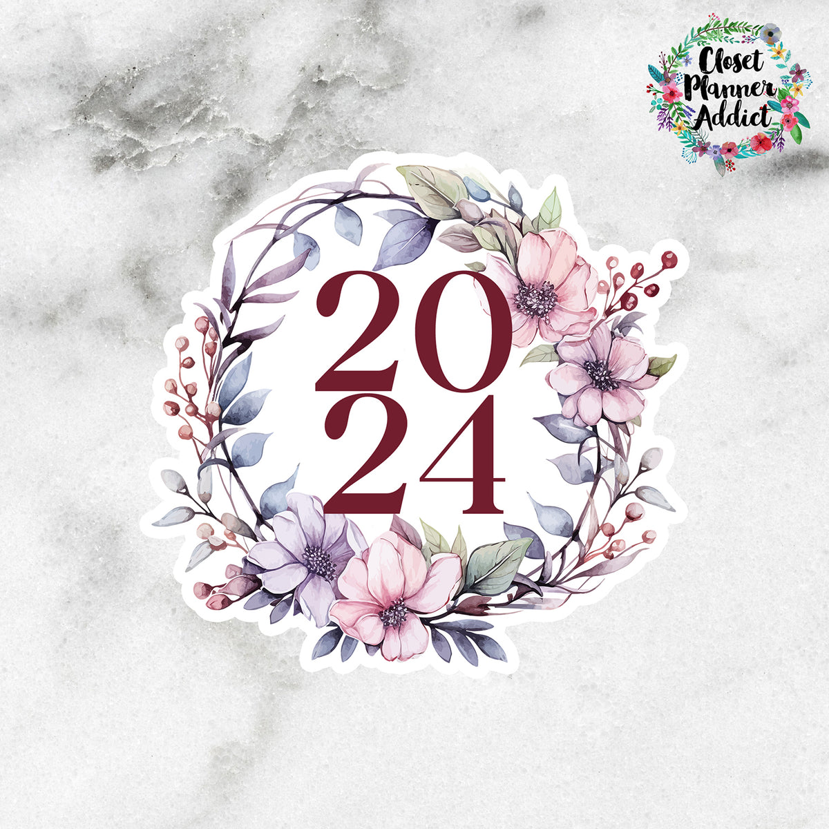 FOILED 2024 Monthly Calendar Sticker - SINGLE STICKER – Rose