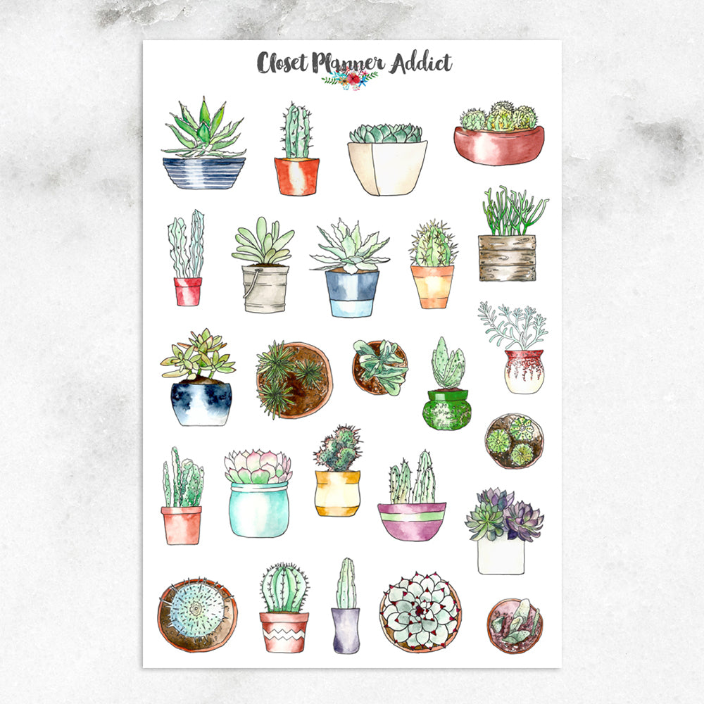 Succulents & Cacti Planner Sticker Sheets - Chocolate Musings