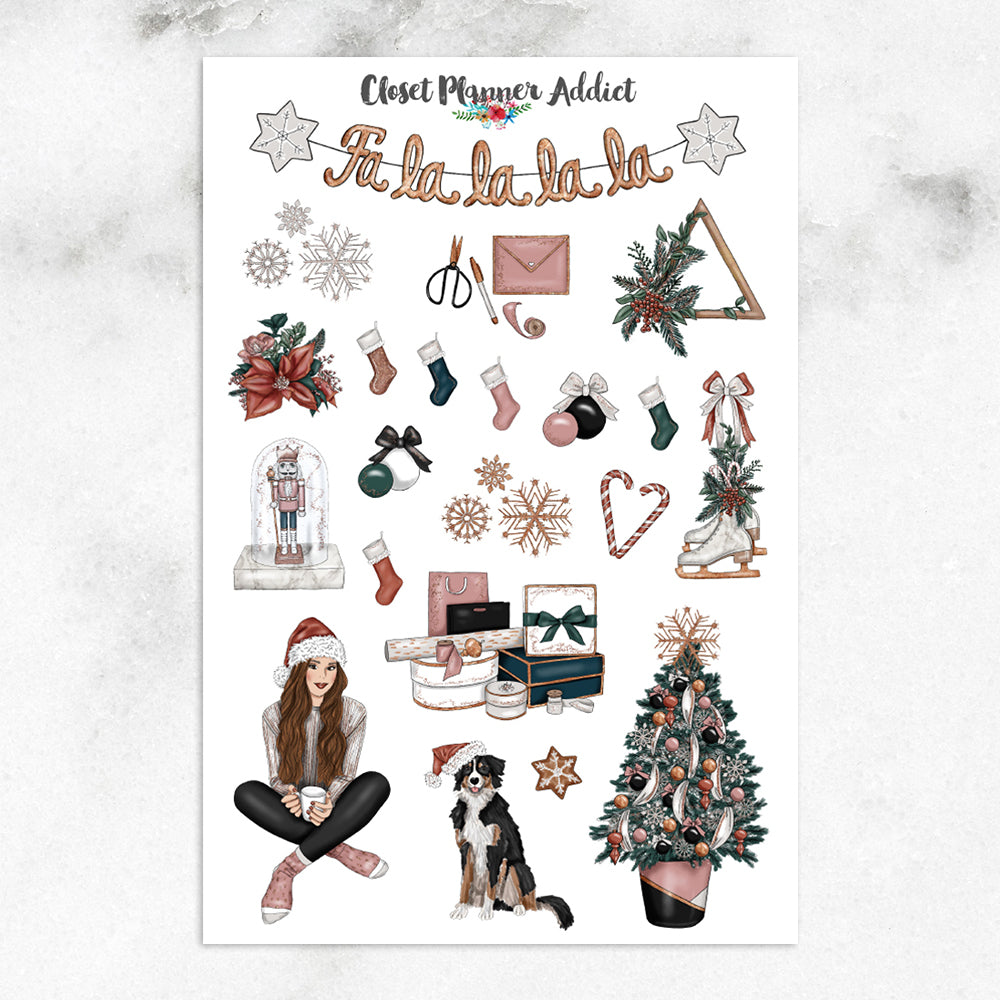 Winter Snow Date Number Printable Planner Stickers - Small (A03S)