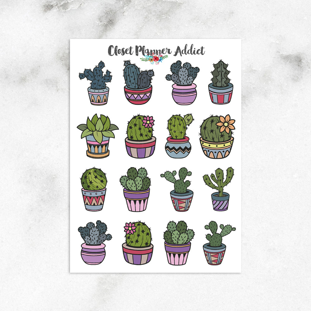 Succulents & Cacti Planner Sticker Sheets - Chocolate Musings