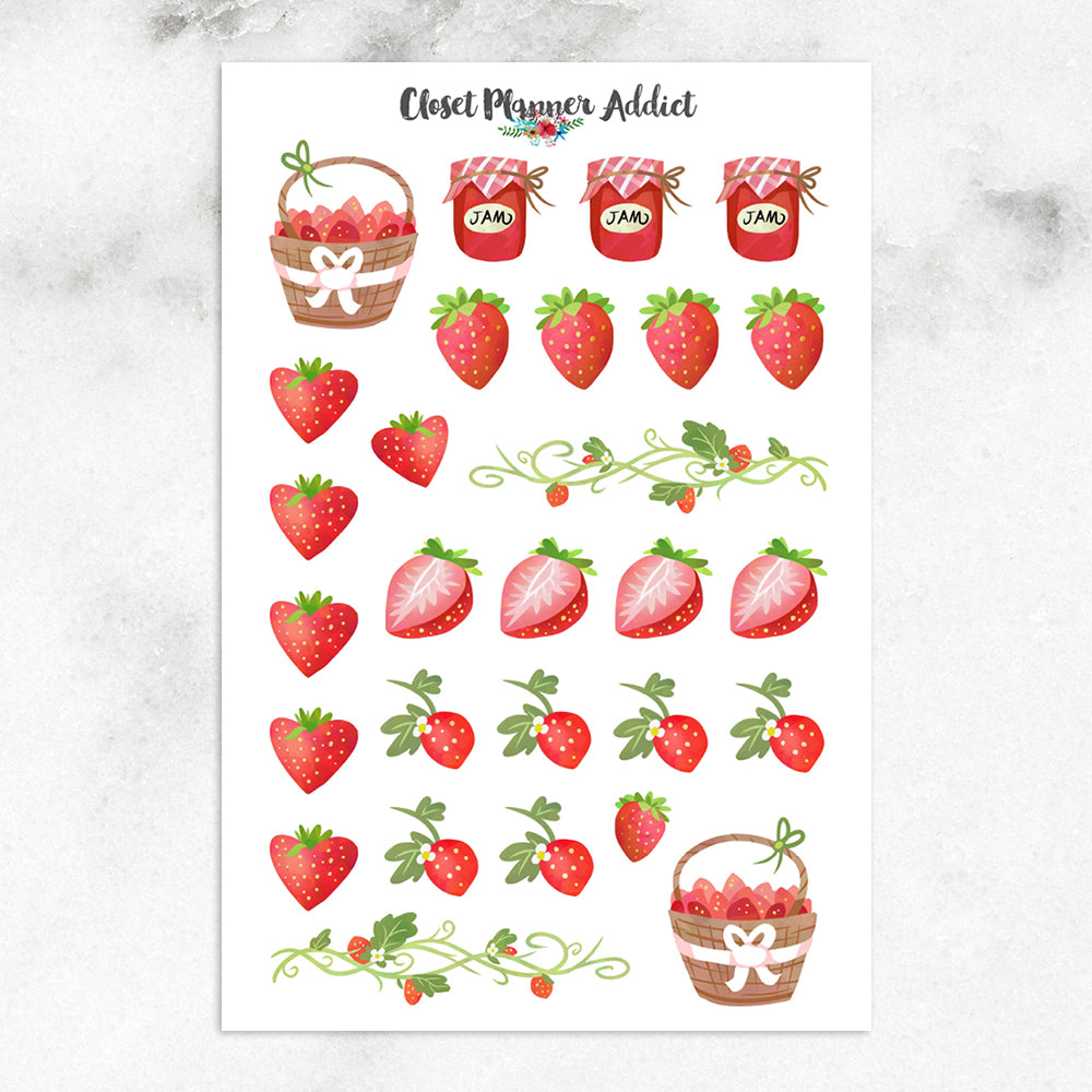 Sweet Strawberry Stickers 45pcs/Box