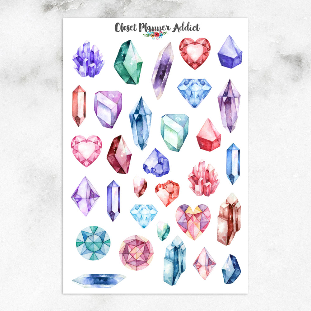 Zodiac Planner Stickers, Crystals Gems Stickers