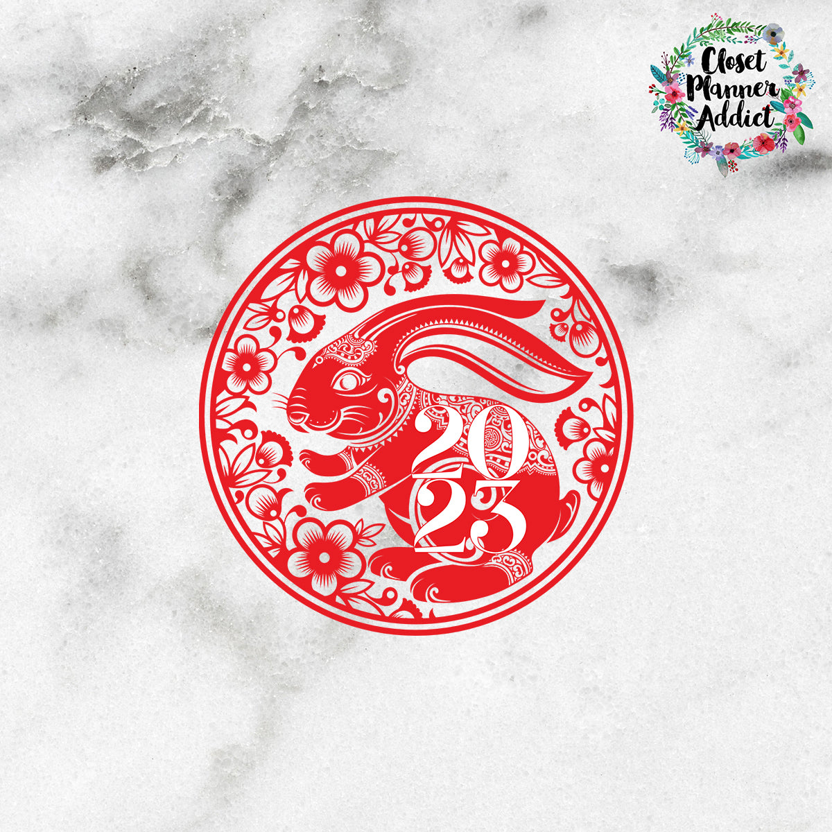 Chinese New Year Die Cut Sticker | Year of the Rabbit 2023 Die Cut Sti