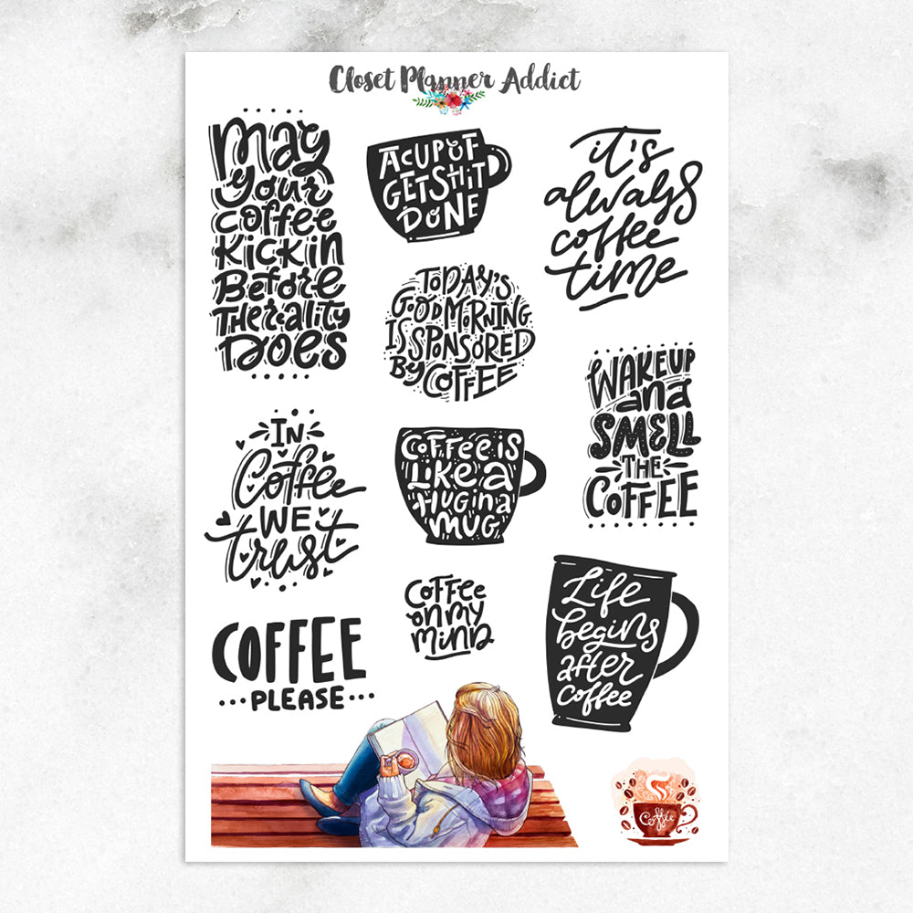 Coffee Quotes Planner Stickers (MGB-JAN18)