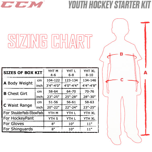 starter hockey jersey size chart