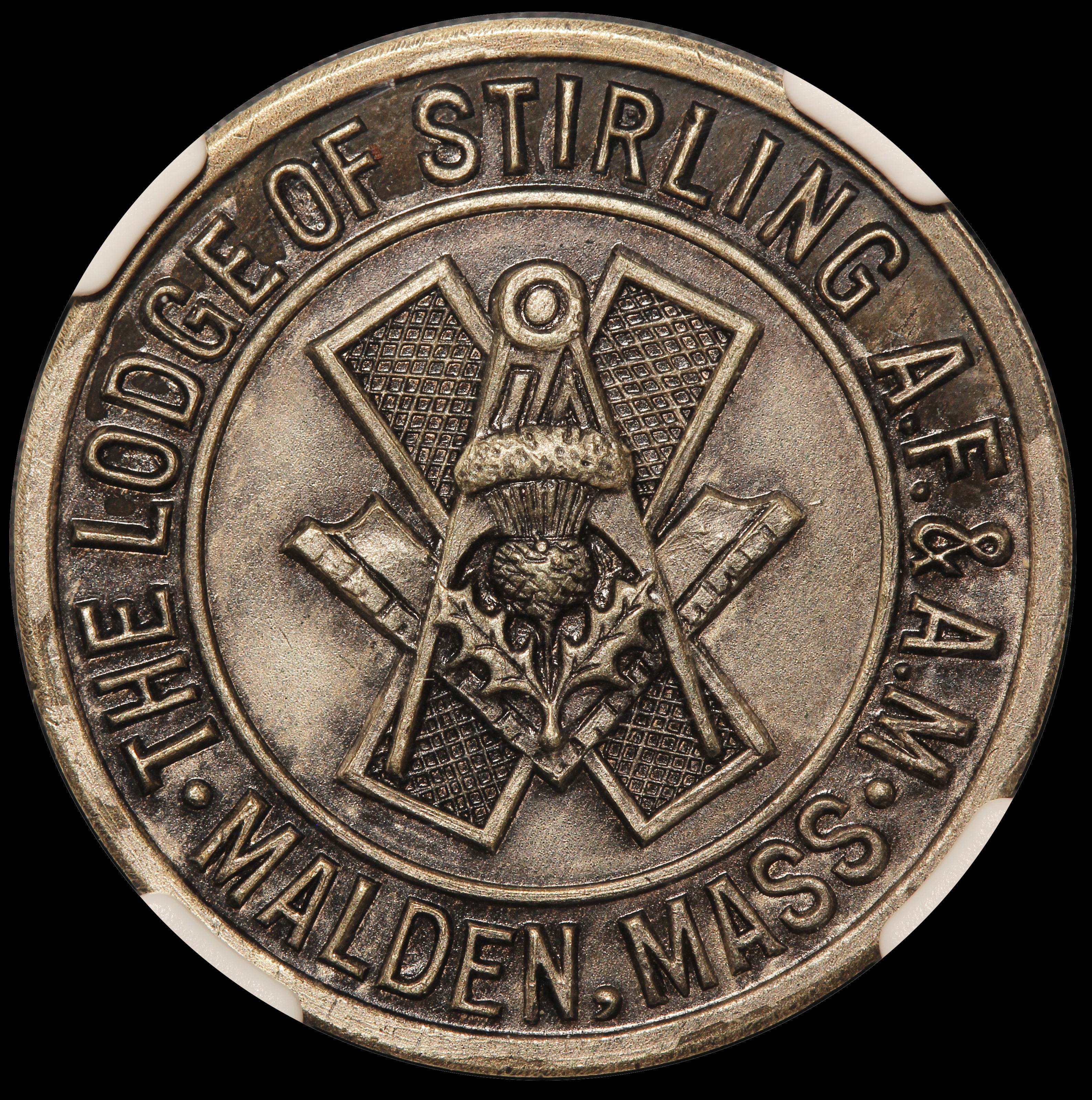 1930 Malden, MA Masonic Lodge of Stirling 20th Anniversary Medal - NGC MS 64