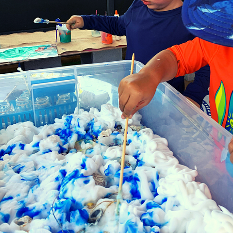 sea foam activity using skewers in search of shells