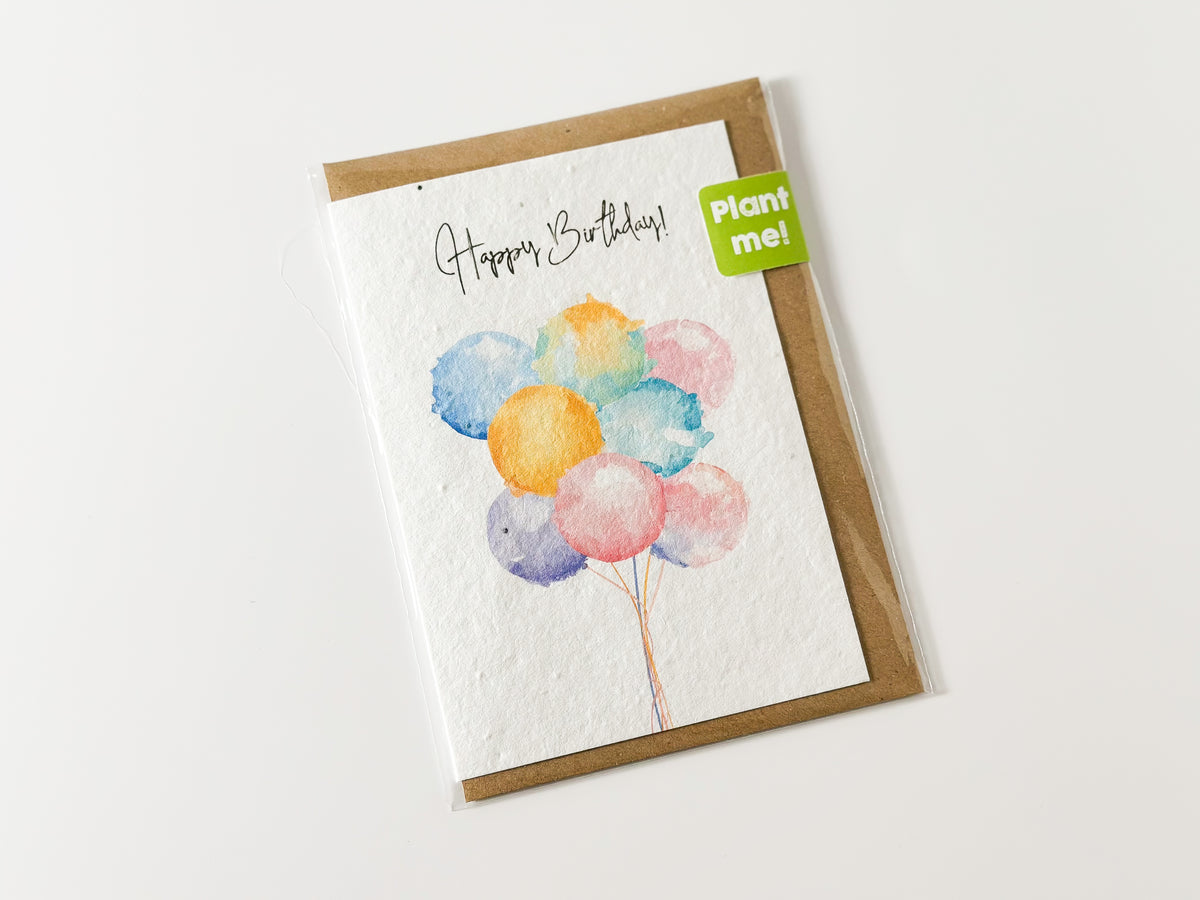 Seed Paper Happy Birthday Balloons Card – Postmark'd Studio