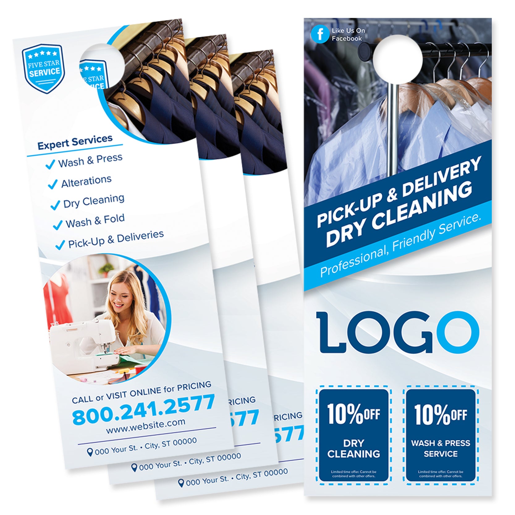 Four Dry Cleaning & Retail Store Advertising Wood Hangers 