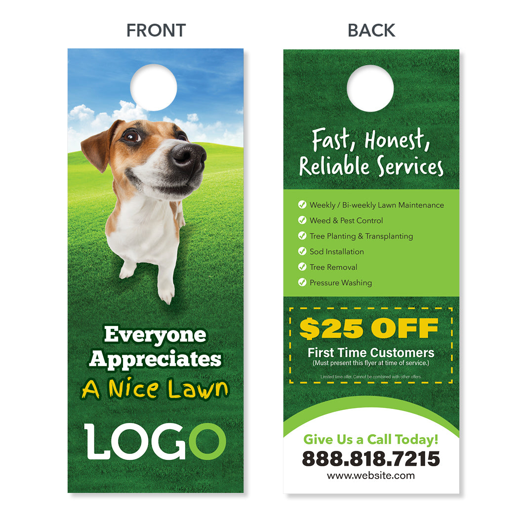 Lawn Care Door Hanger Landscape Print Design FREE Shipping