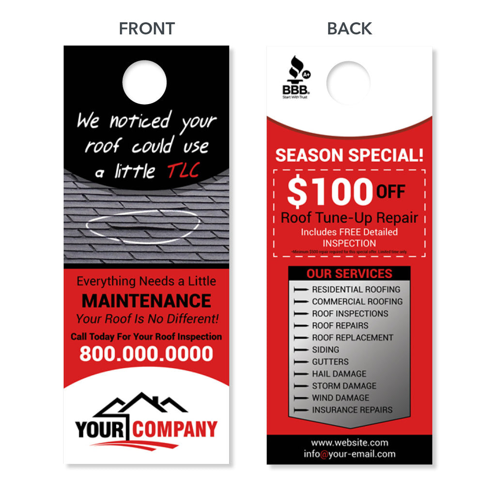 Roof Repair Door Hanger - Designed & Printed - FREE Shipping ...