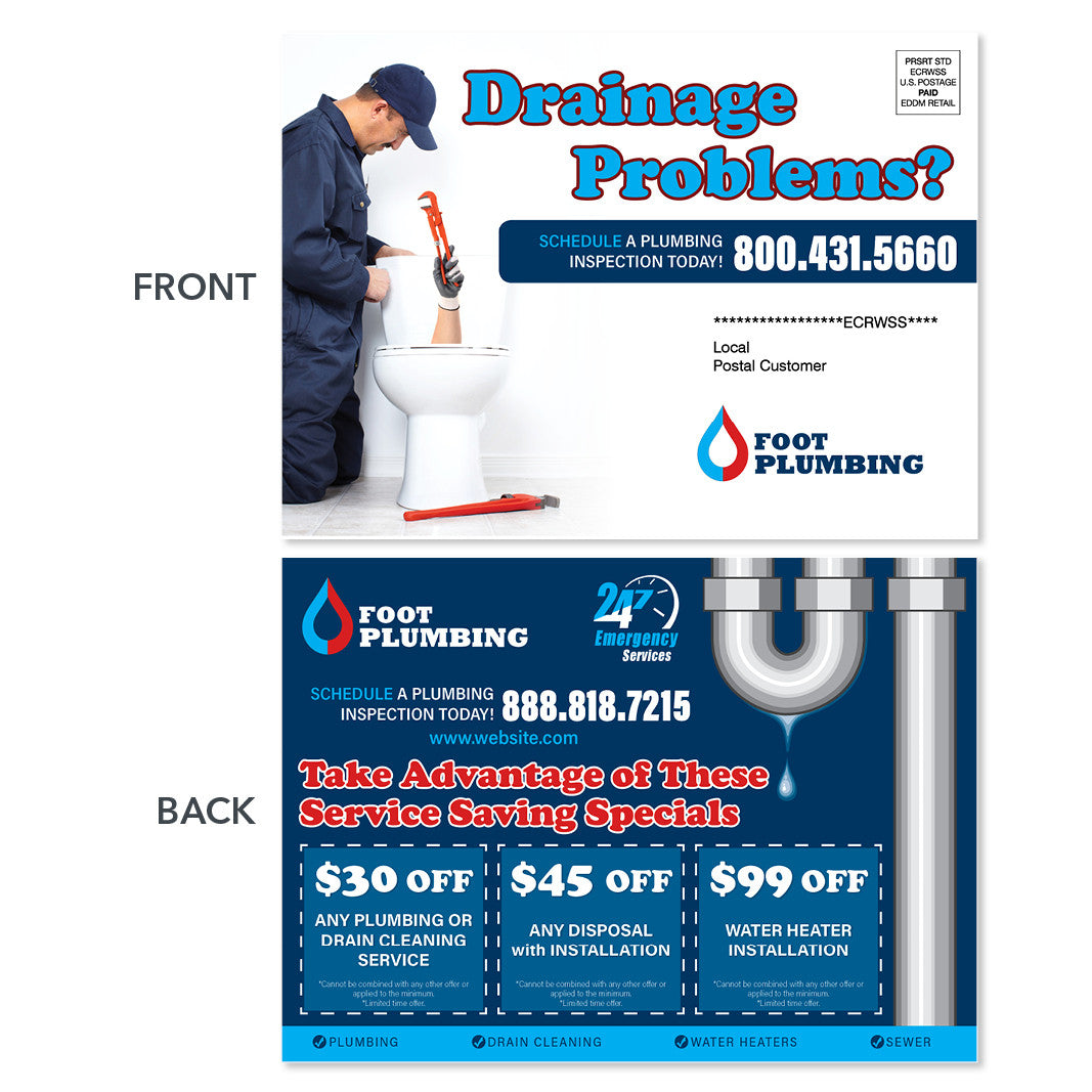 Drain Cleaning EDDM Postcards - Design Print Services – Footbridge ...