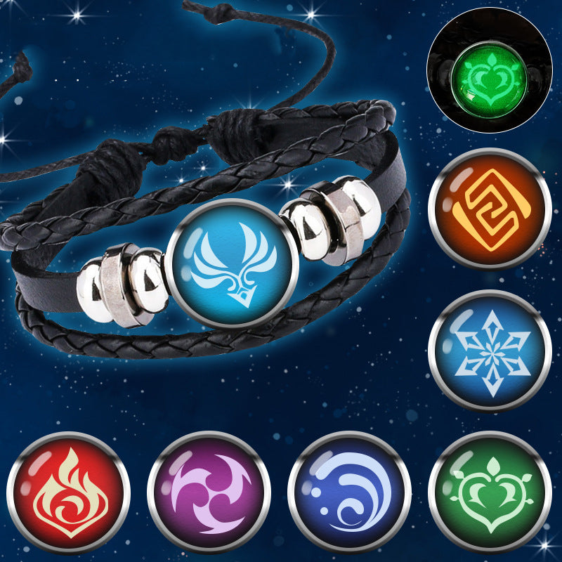 Genshin Impact Vision Bracelet Luminous Ajustable Leather Genshin Impa