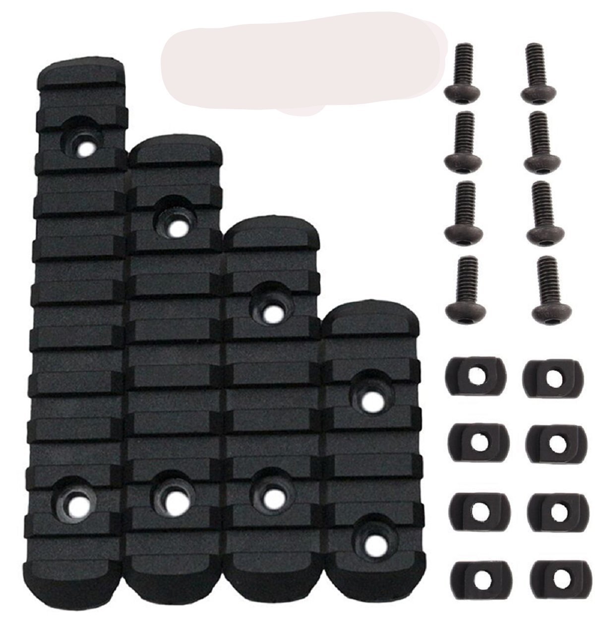 Black Polymer Rail Sections 4 Set with Camming T-Nuts
