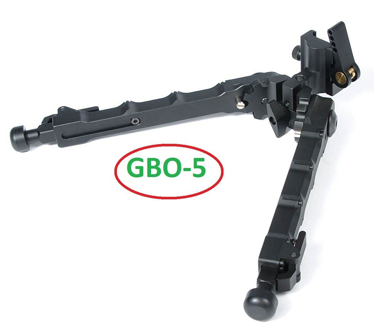 Green Blob Outdoors GBO5 QD Bipod Black Tactical Bipod 7.25-9 inches Quick Detachable Flat Adjustable Matte Black