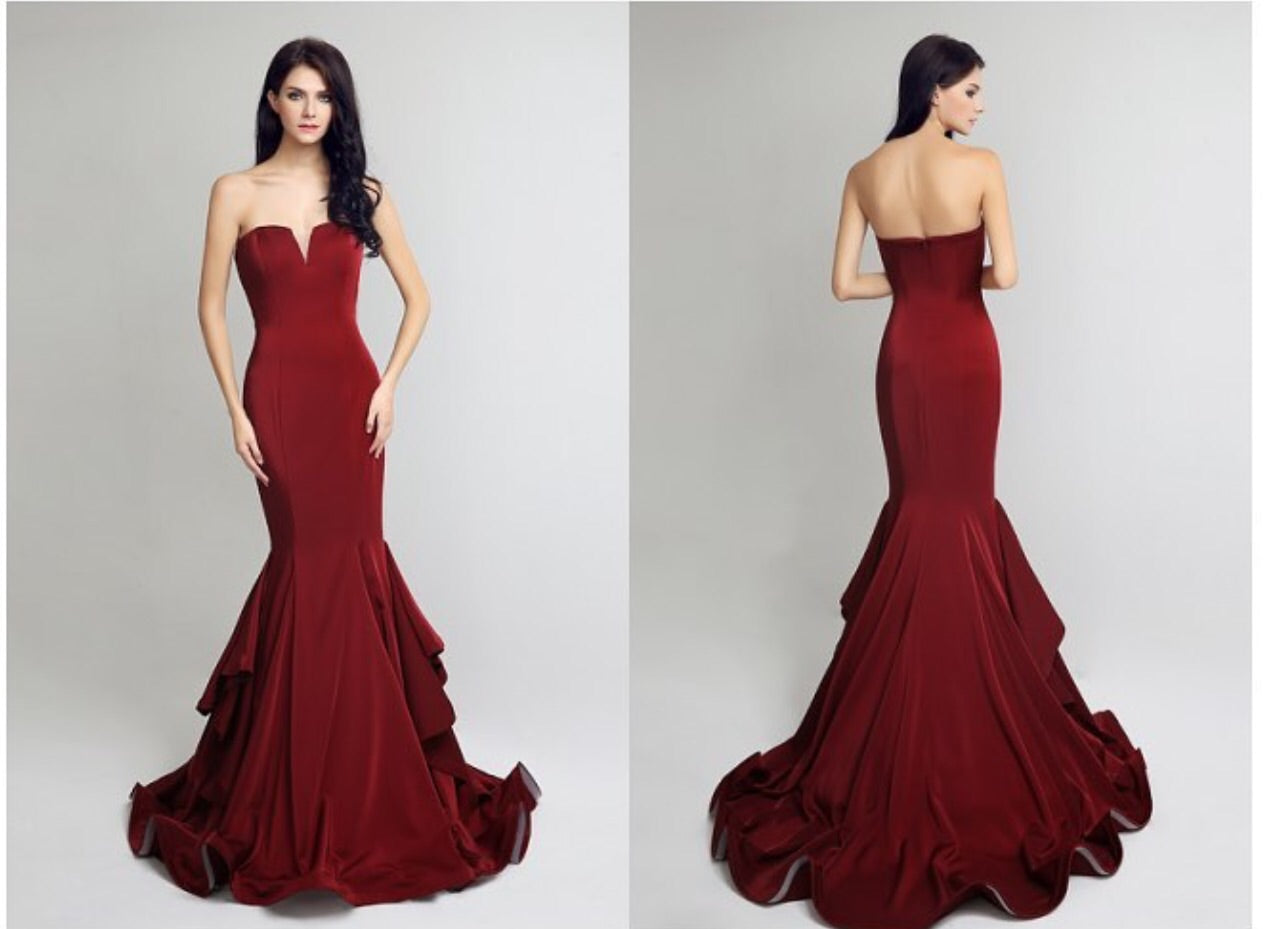 burgundy red gown