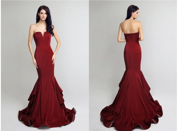 red carpet burgundy dress